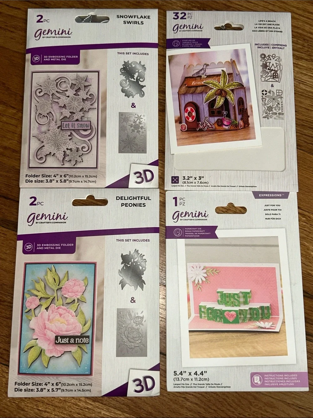 Gemini Crafter's Companion Stamp & Die Card Bundle of 4 Projects DIY Crafts NWT